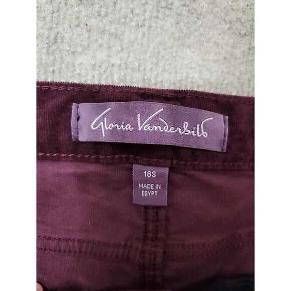 Gloria Vanderbilt Amanda Slim Corduroy Pants Women 18 Short Dark Red Slimmin NEW - Picture 9 of 11